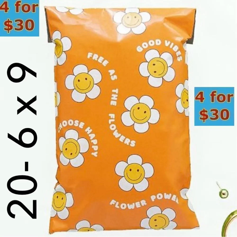20- 6 x 9 Choose Happy / Daisy Hippie Print Poly Mailers